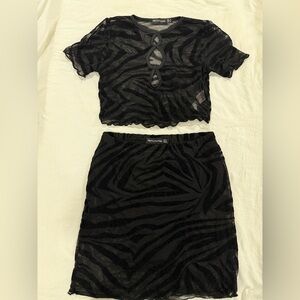 Black zebra print two piece set